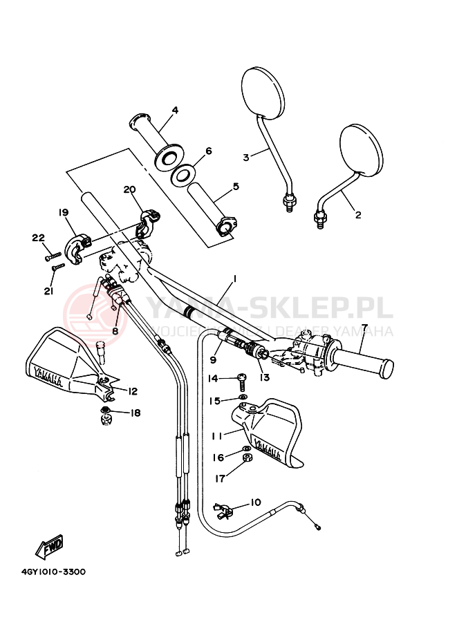 Schemat "Kierownica i osprzęt" do Yamaha TT250R TT-R250 TT250RT