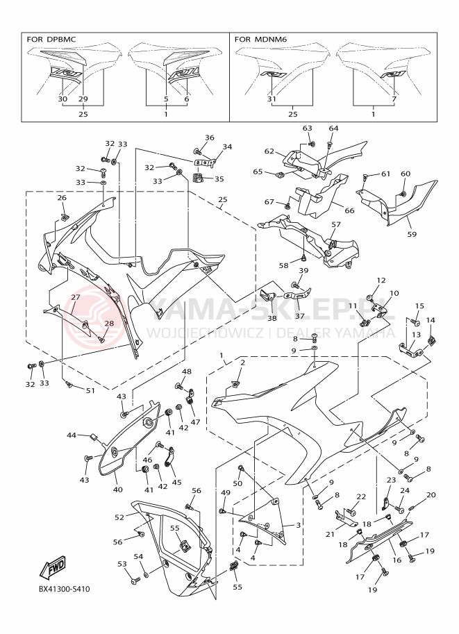 Schemat "elementy nadwozia" do Yamaha YZF-R1