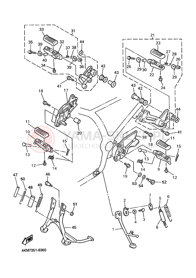 Schemat "Stopka postojowa i podnóżki" do Yamaha XJ900S DIVERSION