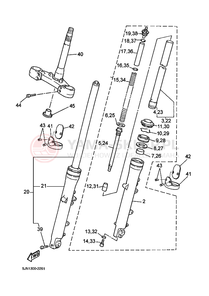 Schemat "Amortyzatory przód" do Yamaha BT1100