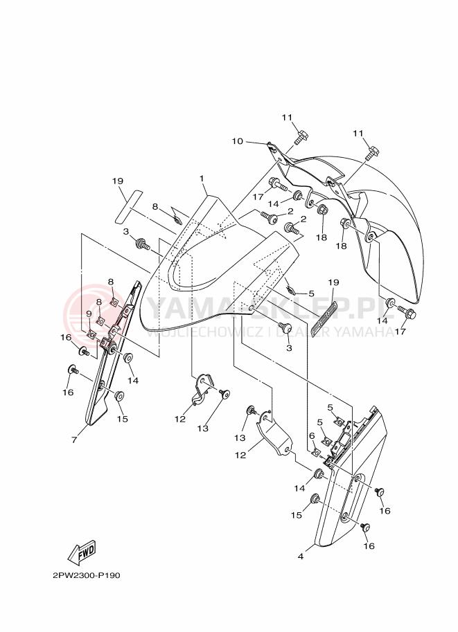 Schemat "błotnik" do Yamaha TMAX ABS