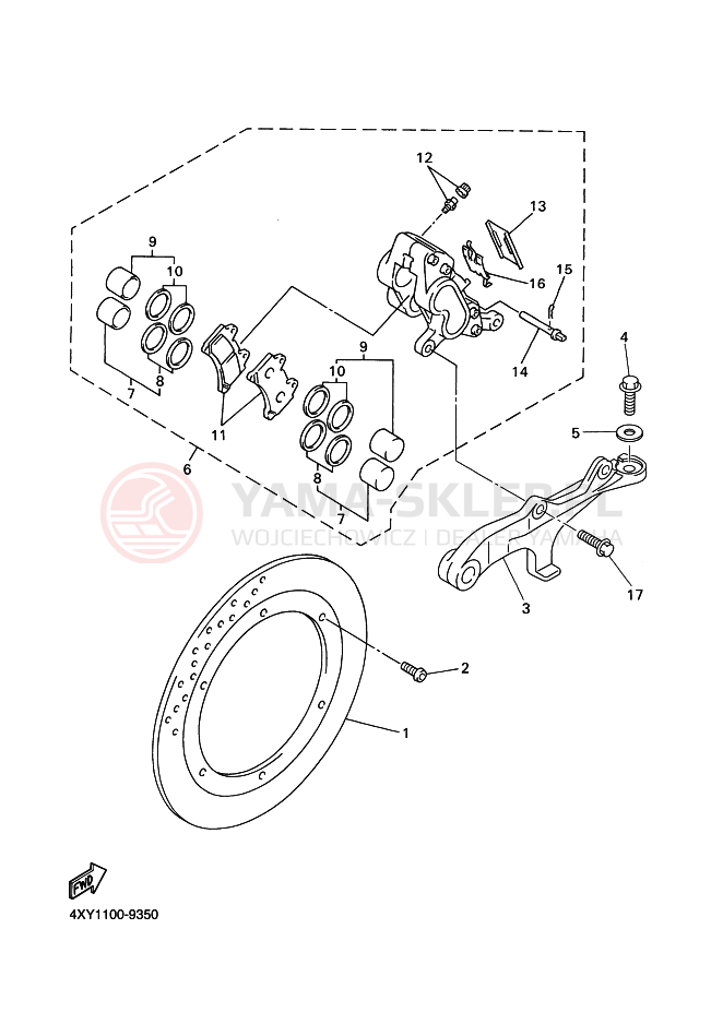 Schemat "Zacisk hamulcowy tylny" do Yamaha XVZ13TF ROYALSTAR VENTURE