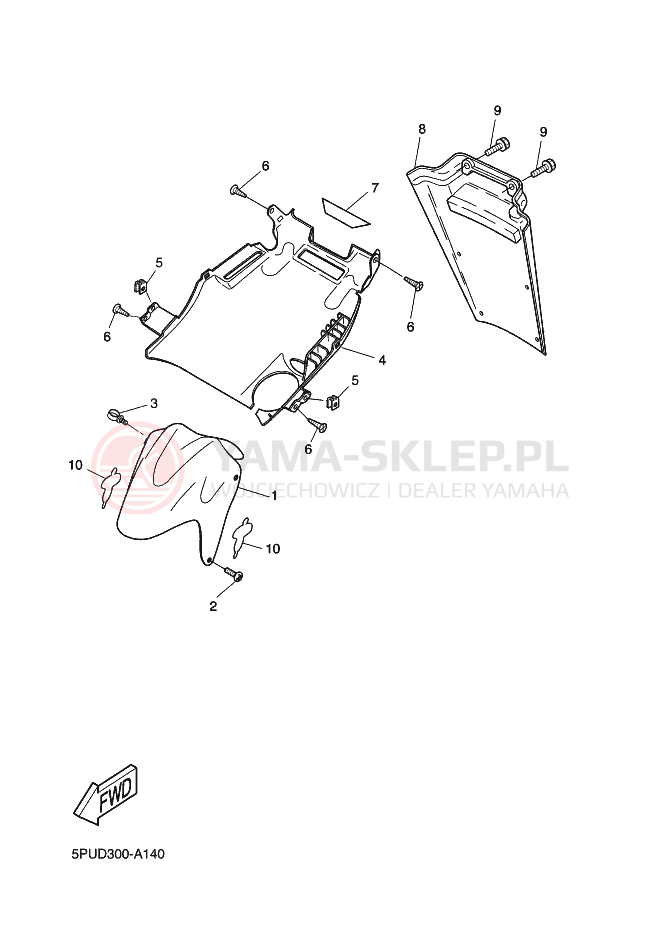 Schemat "Przedni błotnik" do Yamaha AEROX
