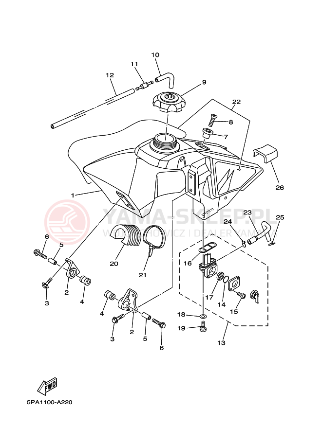 Schemat "zbiornik paliwa" do Yamaha YZ85