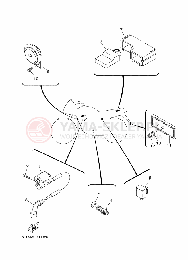 Schemat "układ elektryczny" do Yamaha YBR125ED