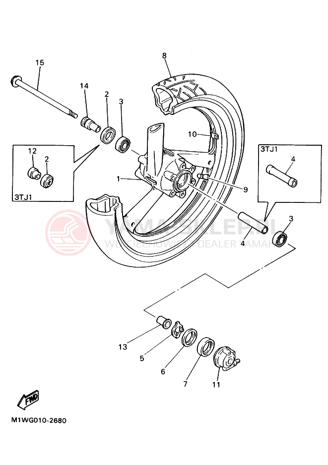 Schemat "Koło przód" do Yamaha FZR400RR