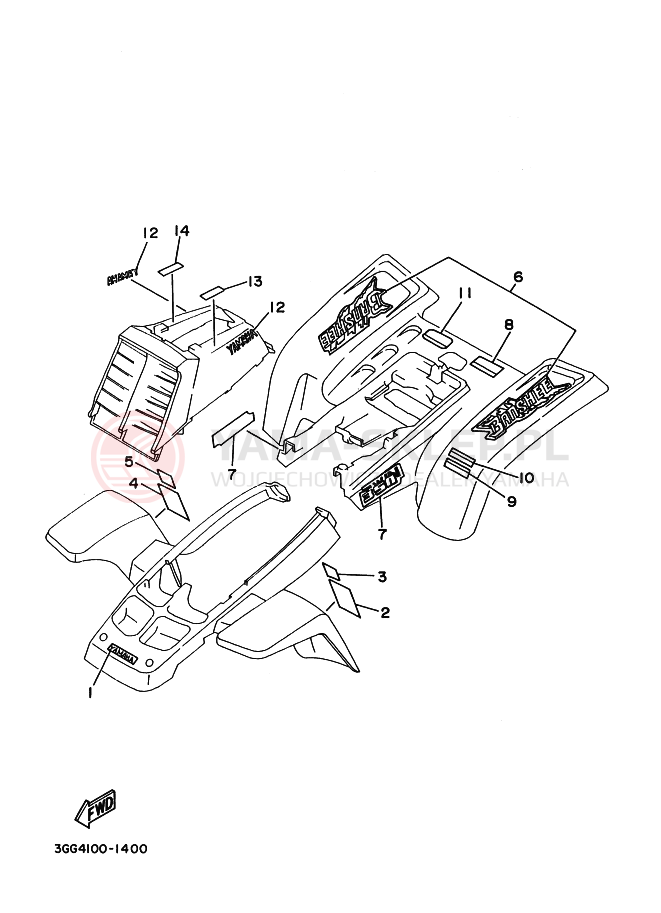 Schemat "naklejki" do Yamaha YFZ350