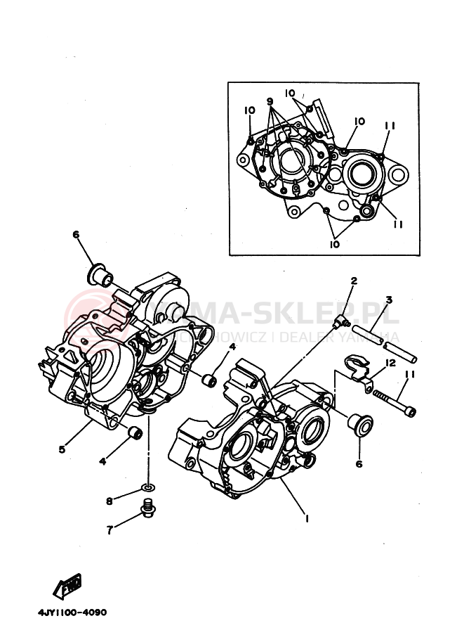 Schemat "Pokrywa silnika" do Yamaha YZ125