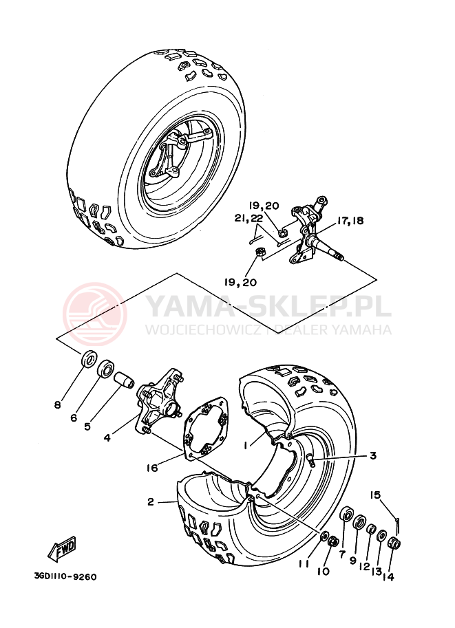 Schemat "Koło przód" do Yamaha WARRIOR
