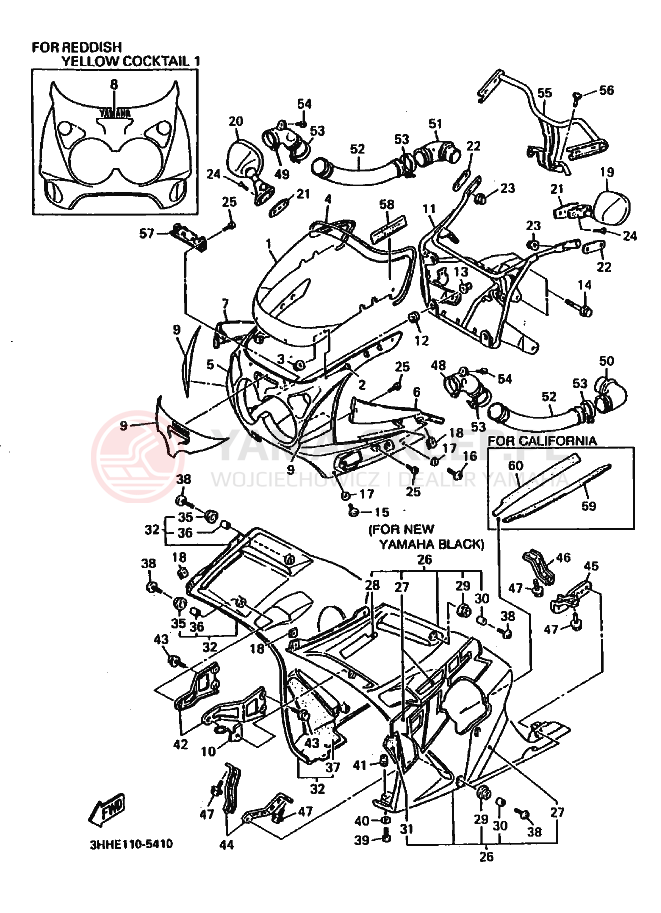 Schemat "elementy nadwozia" do Yamaha FZR600 FZR600RG GENESIS
