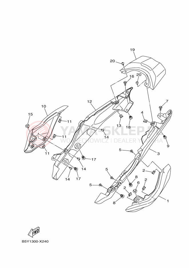 Schemat "Pokrywa boczna" do Yamaha MT-10
