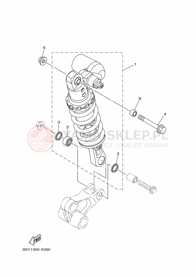 Schemat "zawieszenie tył" do Yamaha MT-10