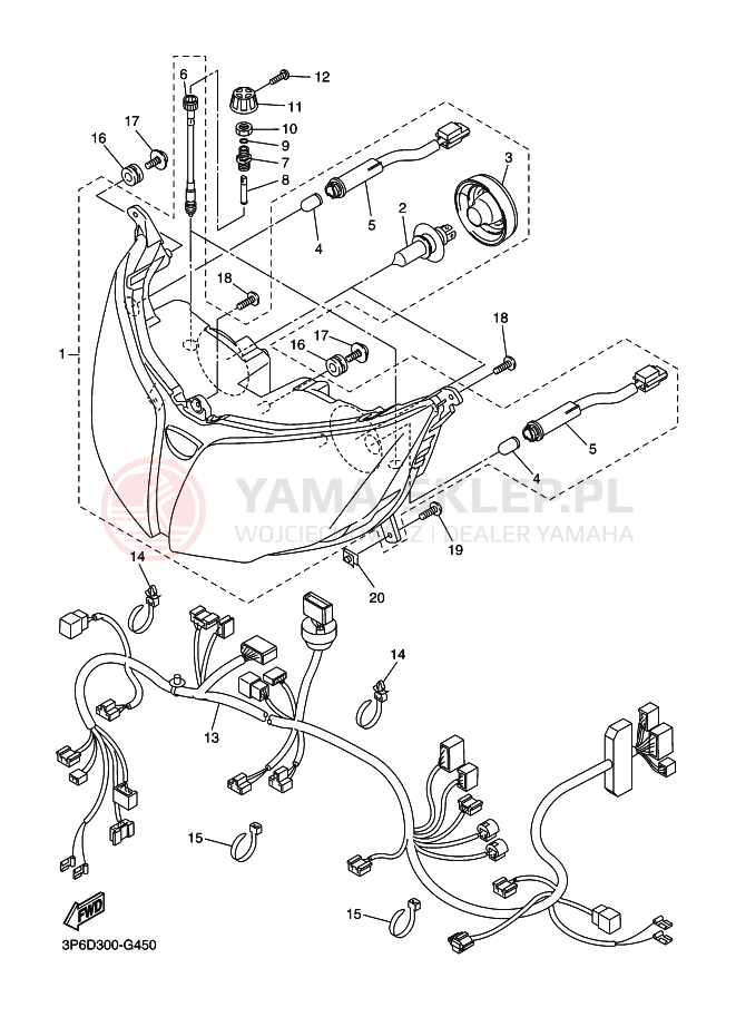 Schemat "Lampa przód" do Yamaha FJR1300A