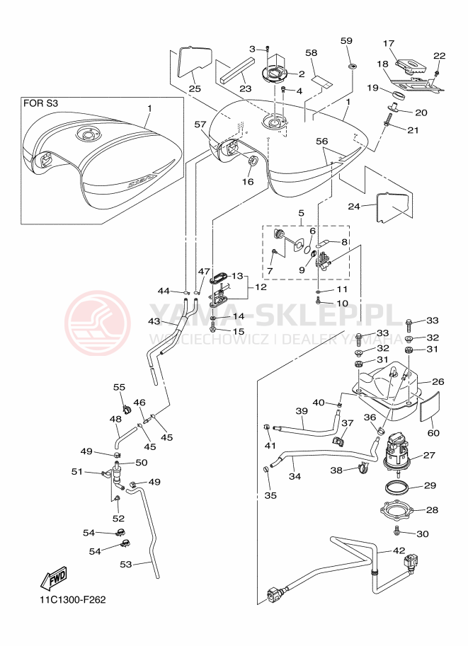 Schemat "zbiornik paliwa" do Yamaha XVS1300A