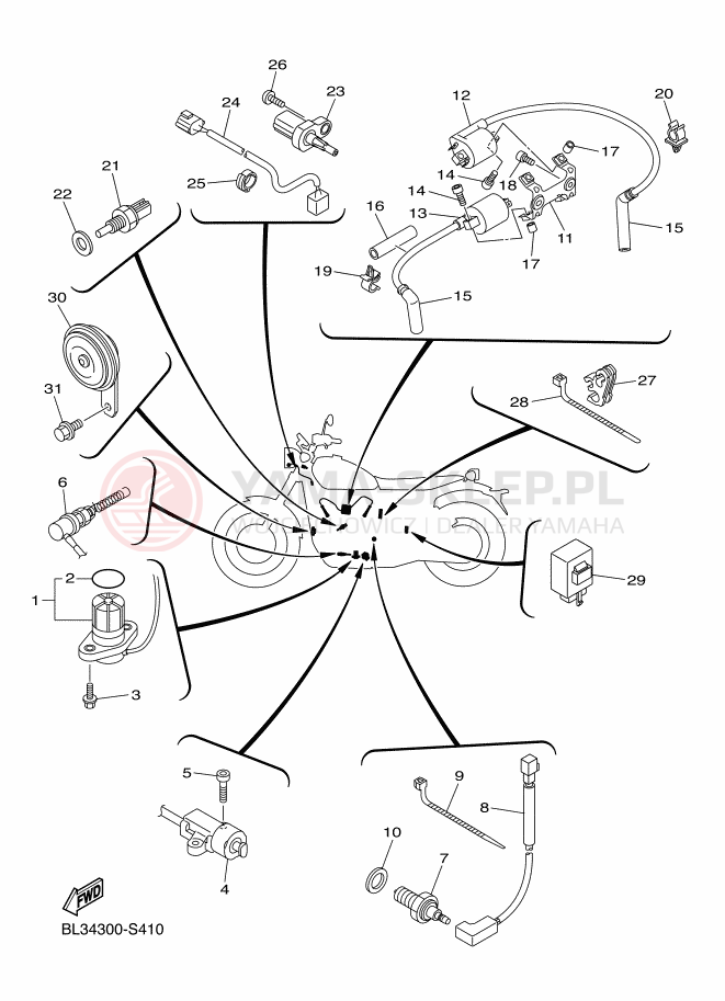 Schemat "układ elektryczny" do Yamaha SCR950