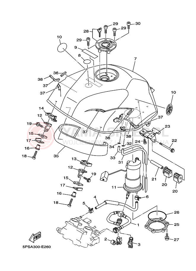 Schemat "zbiornik paliwa" do Yamaha TDM900