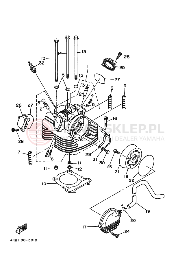 Schemat "głowica" do Yamaha YFM350FW-X