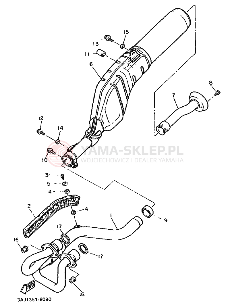 Schemat "Wydech końcowy" do Yamaha XT600Z TENERE