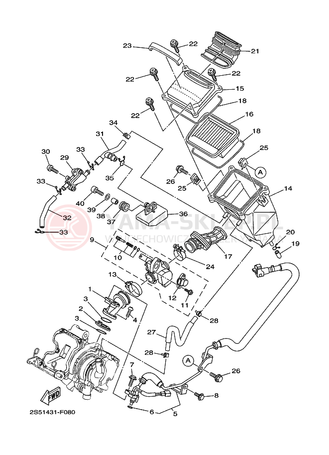 Schemat "Wtrysk paliwa" do Yamaha T135FI