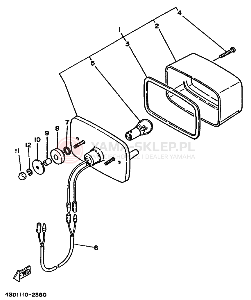 Schemat "lampa tył" do Yamaha YFB250