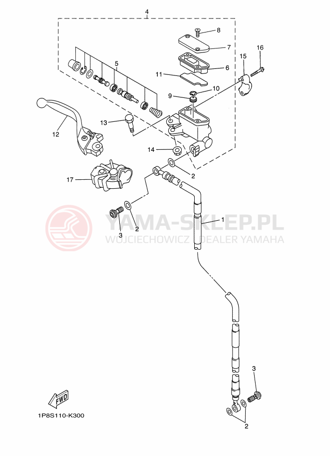Schemat "Pompa hamulcowa przednia" do Yamaha YZ125