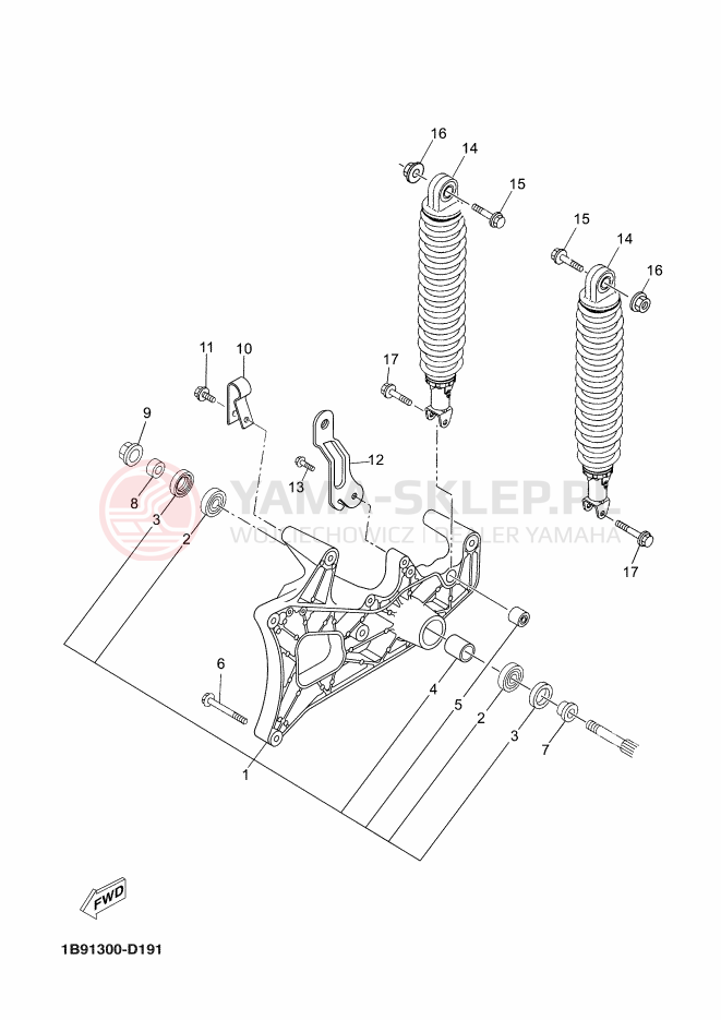 Schemat "wahacz, zawieszenie tył" do Yamaha XMAX 125