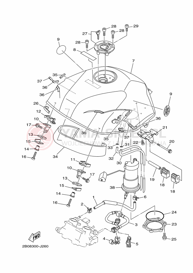 Schemat "zbiornik paliwa" do Yamaha TDM900A