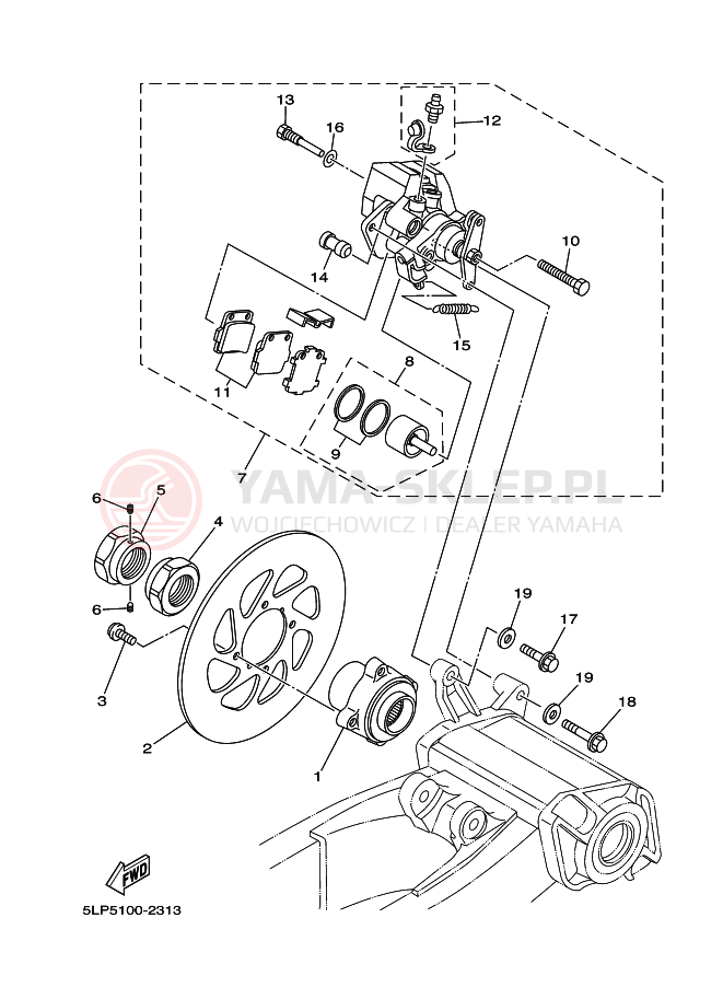 Schemat "Zacisk hamulcowy tylny" do Yamaha YFM660RS