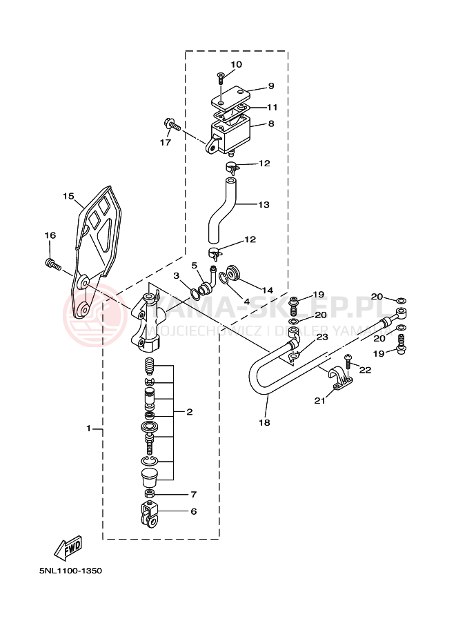 Schemat "Pompa hamulcowa tył" do Yamaha WR250F