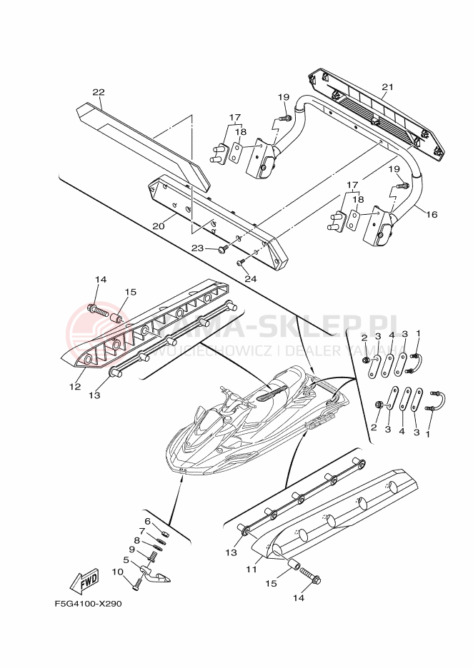 Schemat "HULL & DECK" do Yamaha FX1800D-X