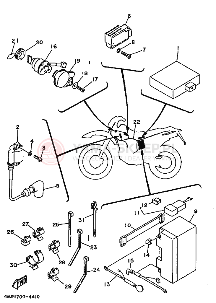 Schemat "układ elektryczny" do Yamaha TT250R TT250RF