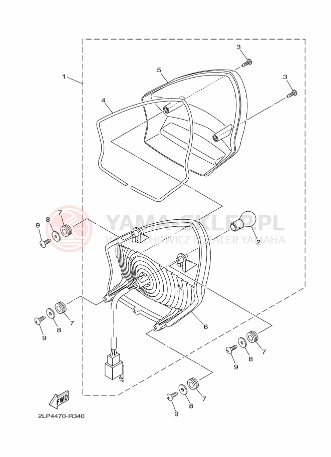 Schemat "lampa tył" do Yamaha YC125-5