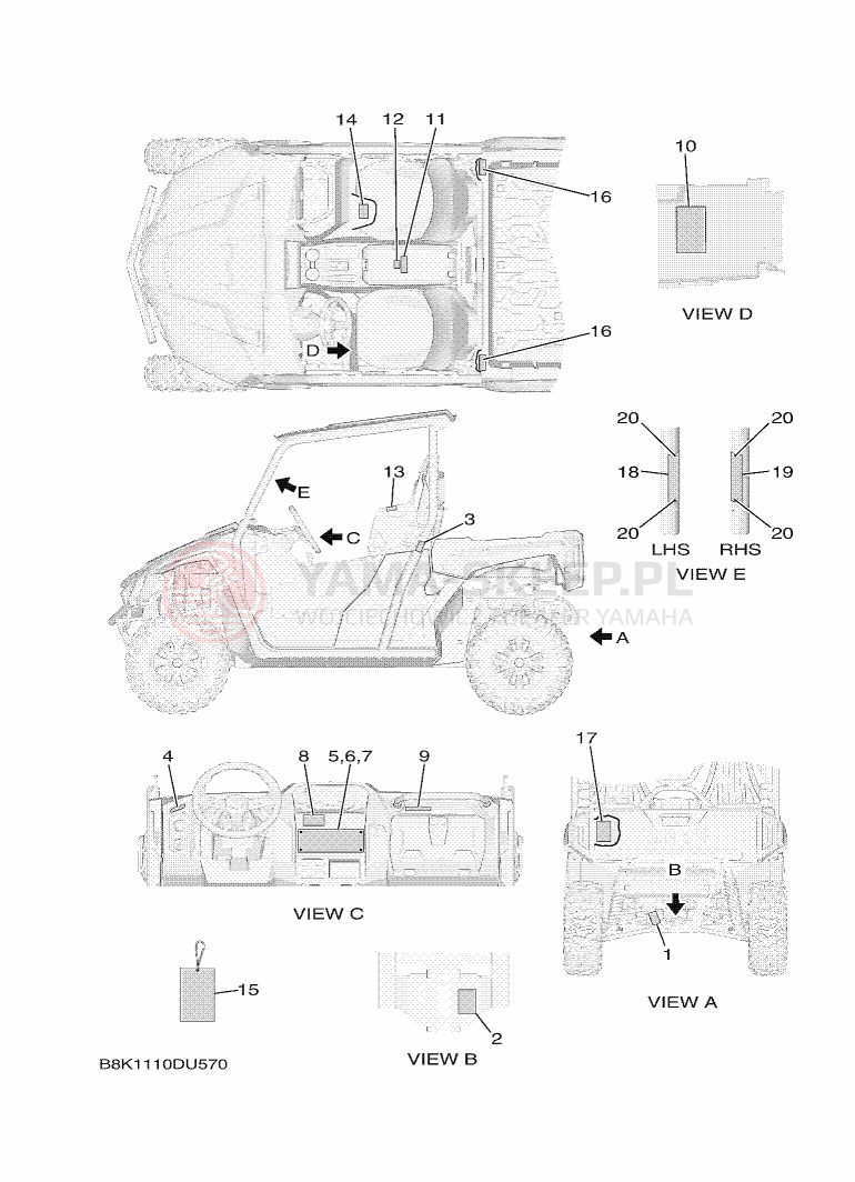 Schemat "naklejki" do Yamaha X2 R-SPEC SE