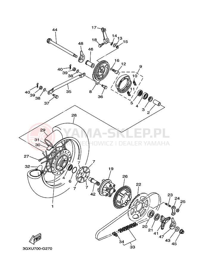 Schemat "Koło tył" do Yamaha AG200F