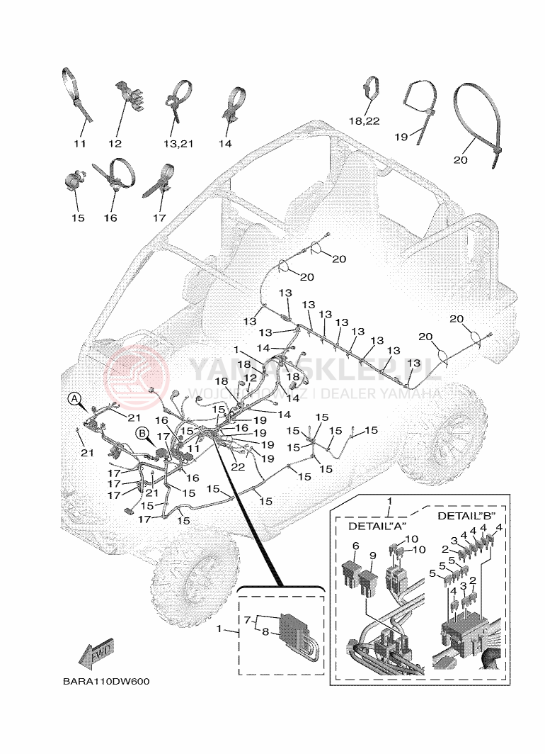 Schemat "układ elektryczny" do Yamaha WOLVERINE X4 850 SE