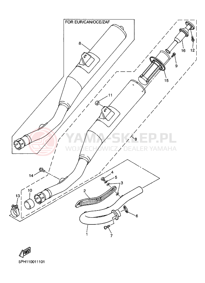 Schemat "Wydech końcowy" do Yamaha WR250F