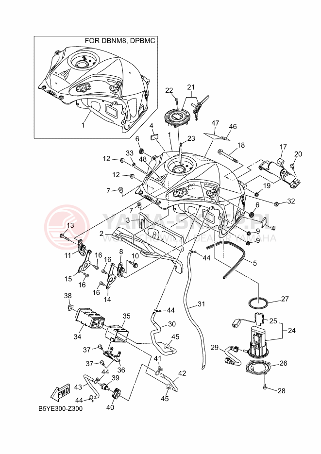 Schemat "zbiornik paliwa" do Yamaha MT-10