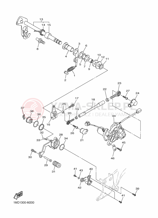 Schemat "Dźwignia zmiany biegów, wałek" do Yamaha FJR1300AS