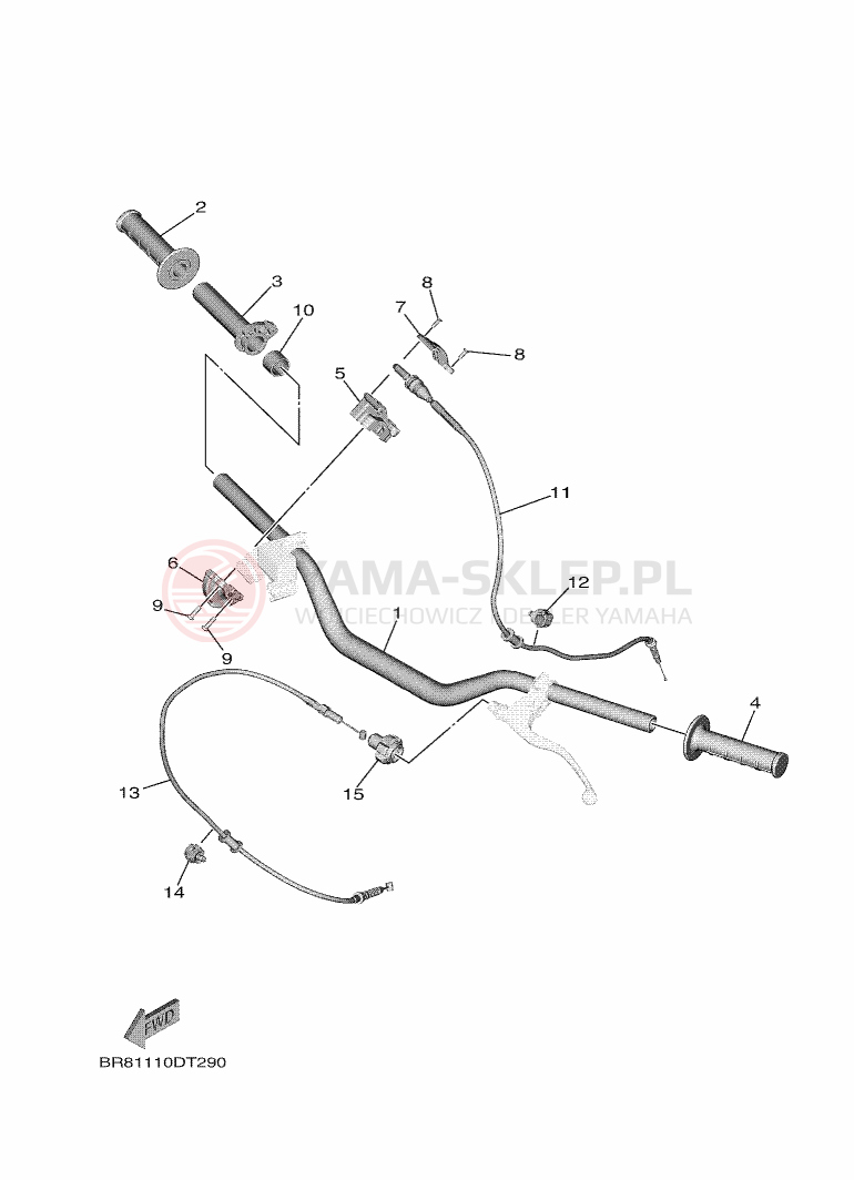Schemat "Kierownica i osprzęt" do Yamaha YZ65