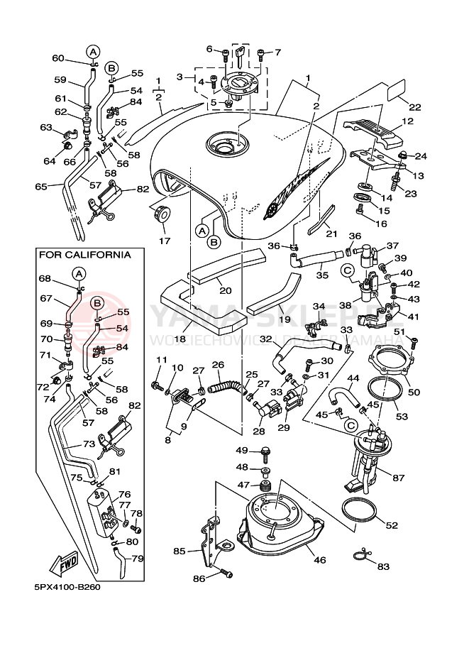 Schemat "zbiornik paliwa" do Yamaha XV1700PC XV17PCR ROADSTAR WARRIOR