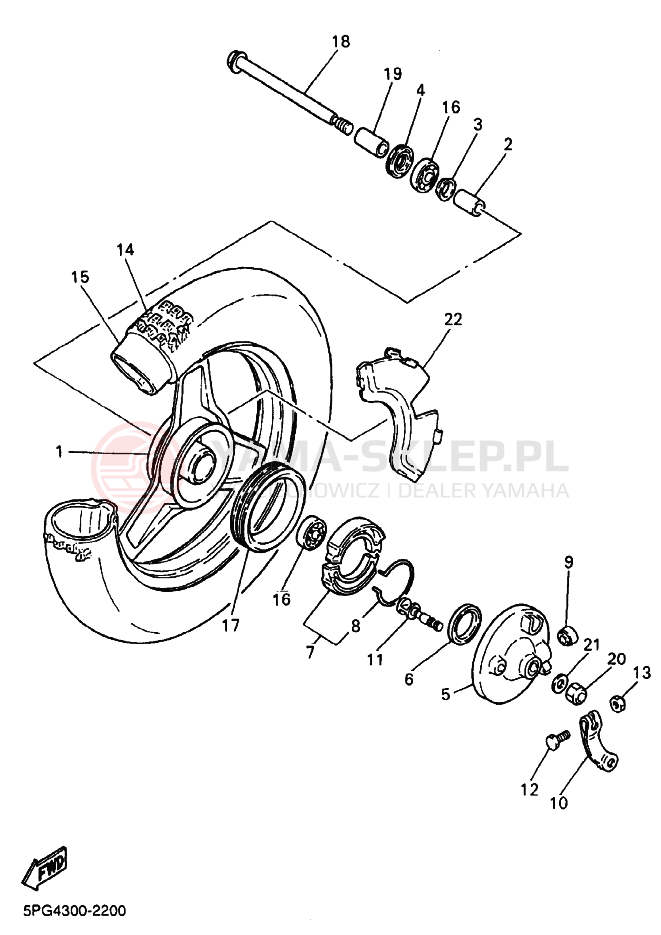 Schemat "Koło przód" do Yamaha PW50