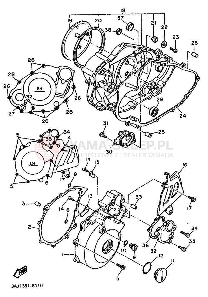 Schemat "Pokrywa silnika" do Yamaha XT600Z TENERE
