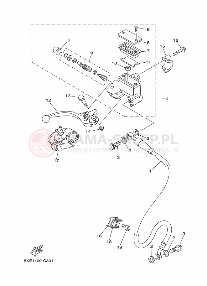 Schemat "Pompa hamulcowa przednia" do Yamaha YZ250