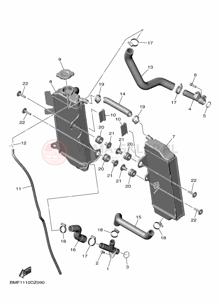 Schemat "Układ chlodzenia" do Yamaha YZ250F