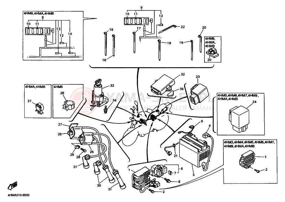 Schemat "układ elektryczny" do Yamaha XJR400R