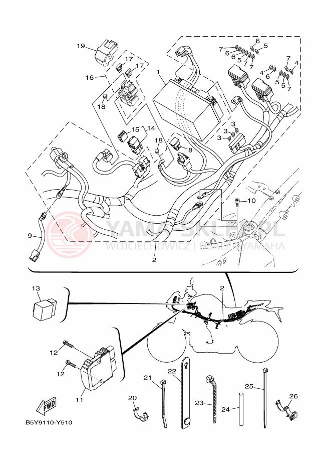 Schemat "układ elektryczny" do Yamaha MT-10