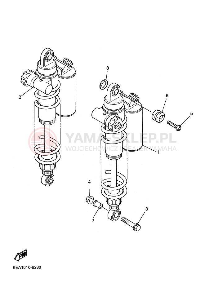 Schemat "zawieszenie tył" do Yamaha XJR1300