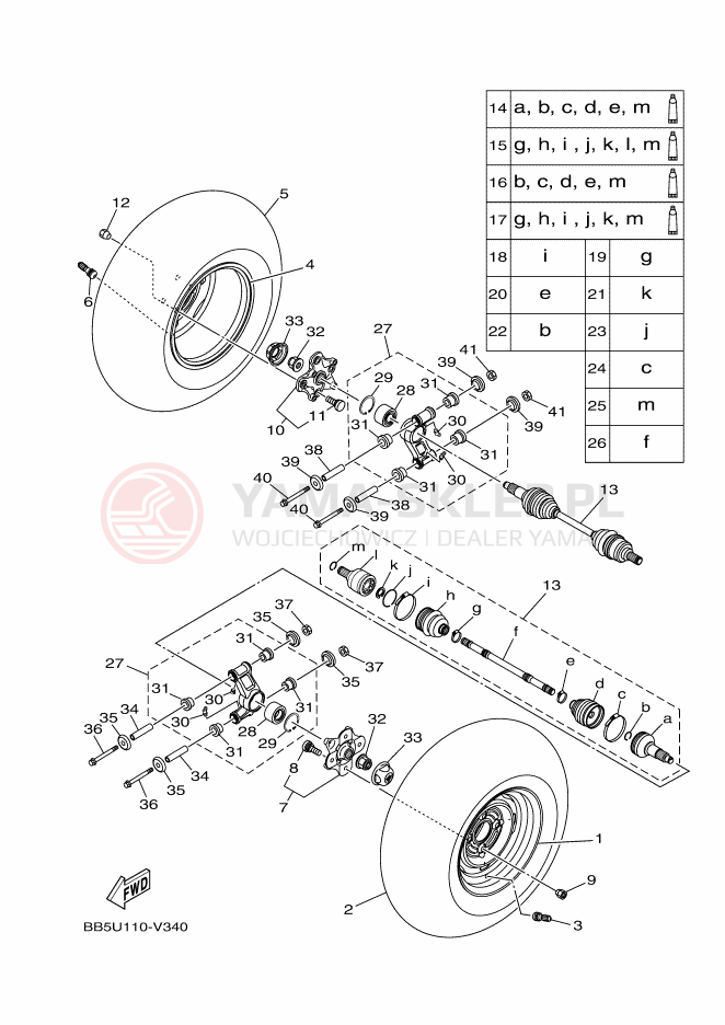 Schemat "Koło tył" do Yamaha YFM450FWBD KODIAK 450 EPS