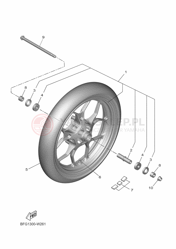 Schemat "Koło przód" do Yamaha XSR125