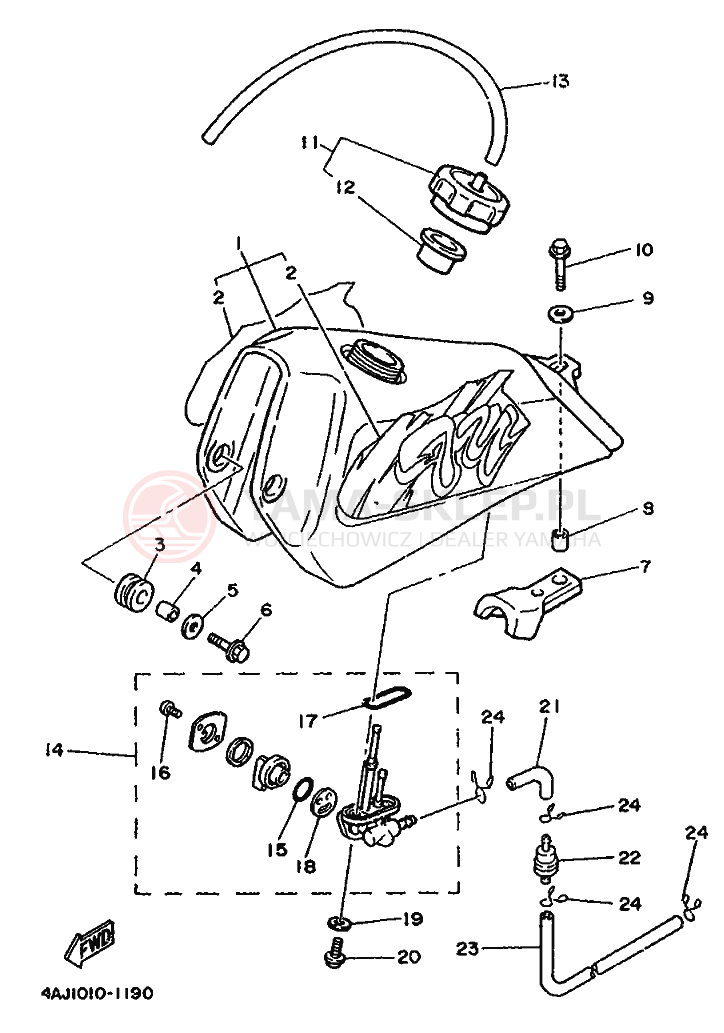 Schemat "zbiornik paliwa" do Yamaha TY250R TY250